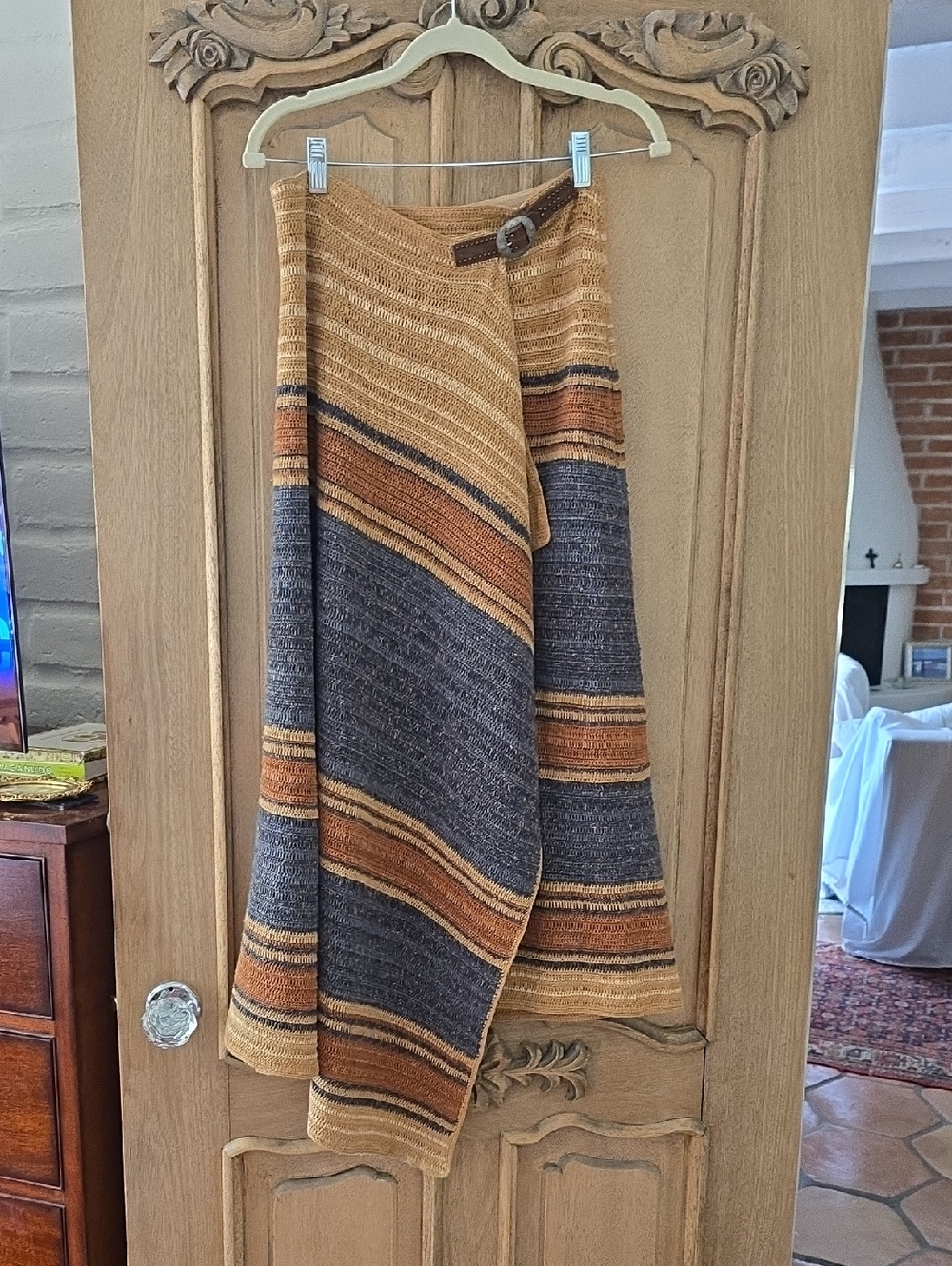 Ralph Lauren Striped Wrap Maxi Skirt in Mustard, Rust & Charcoal